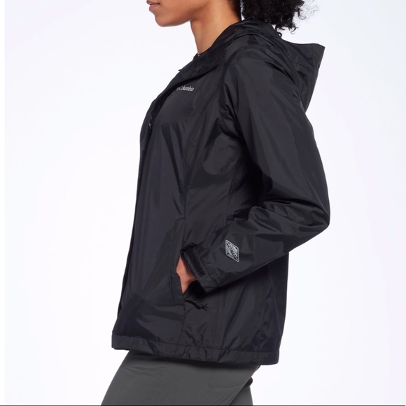 Columbia Women’s Arcadia Rain Jacket Omni-Tech Waterproof Zip Up Hood Black M